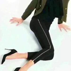 rag & bone Rose Gold Zipper Chatel Black Pants Size - 4